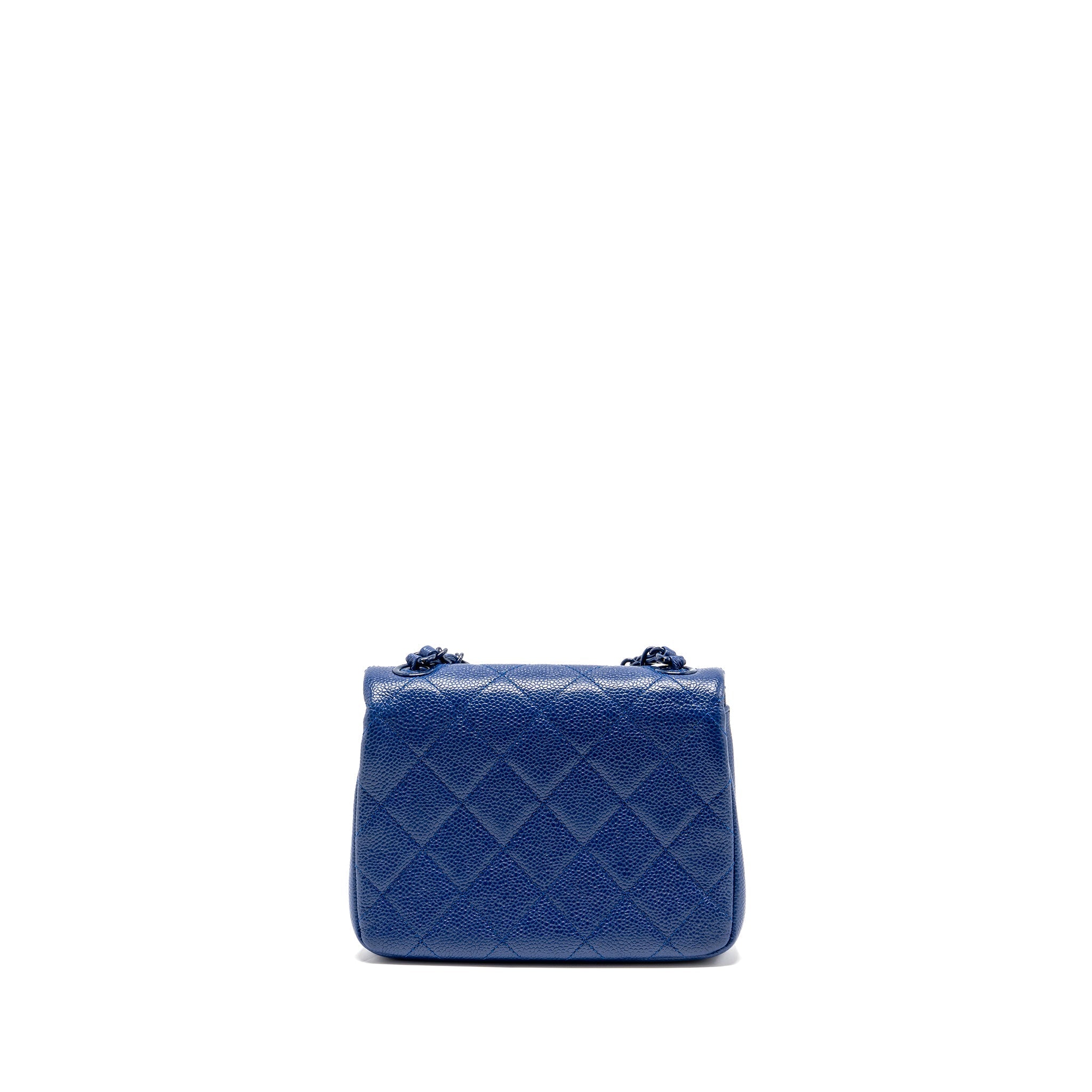 CHANEL INCOGNITO MINI SQUARE FLAP BAG CAVIAR BLUE WITH BLUE HARDWARE
