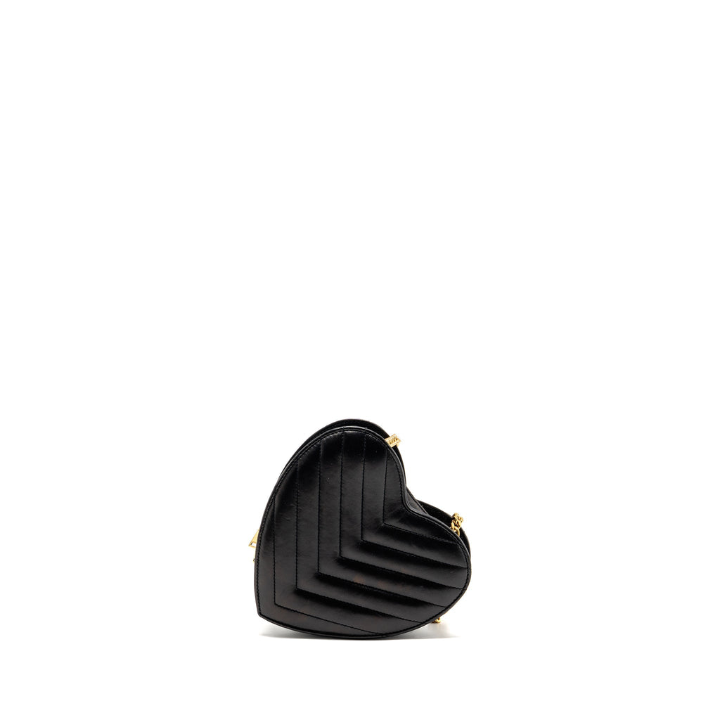 SAINT LAURENT/YSL LOVE HEART CHAIN BAG LAMBSKIN BLACK GHW