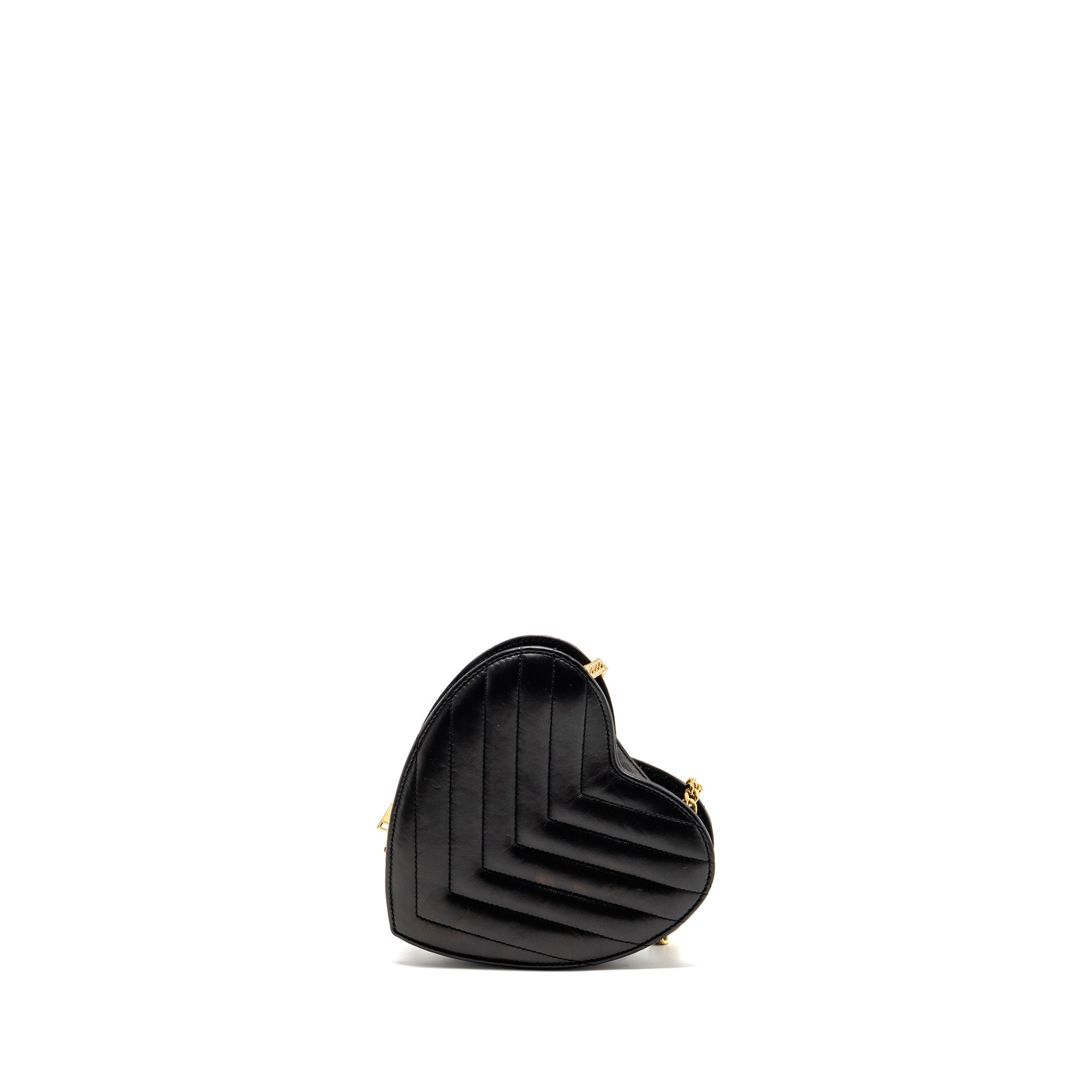 SAINT LAURENT/YSL LOVE HEART CHAIN BAG LAMBSKIN BLACK GHW