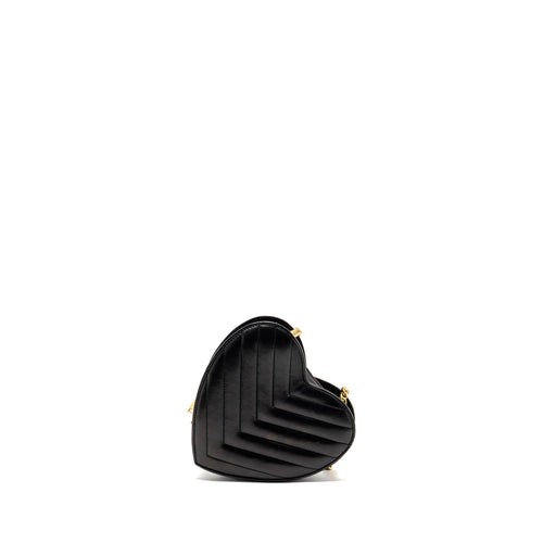 SAINT LAURENT/YSL LOVE HEART CHAIN BAG LAMBSKIN BLACK GHW