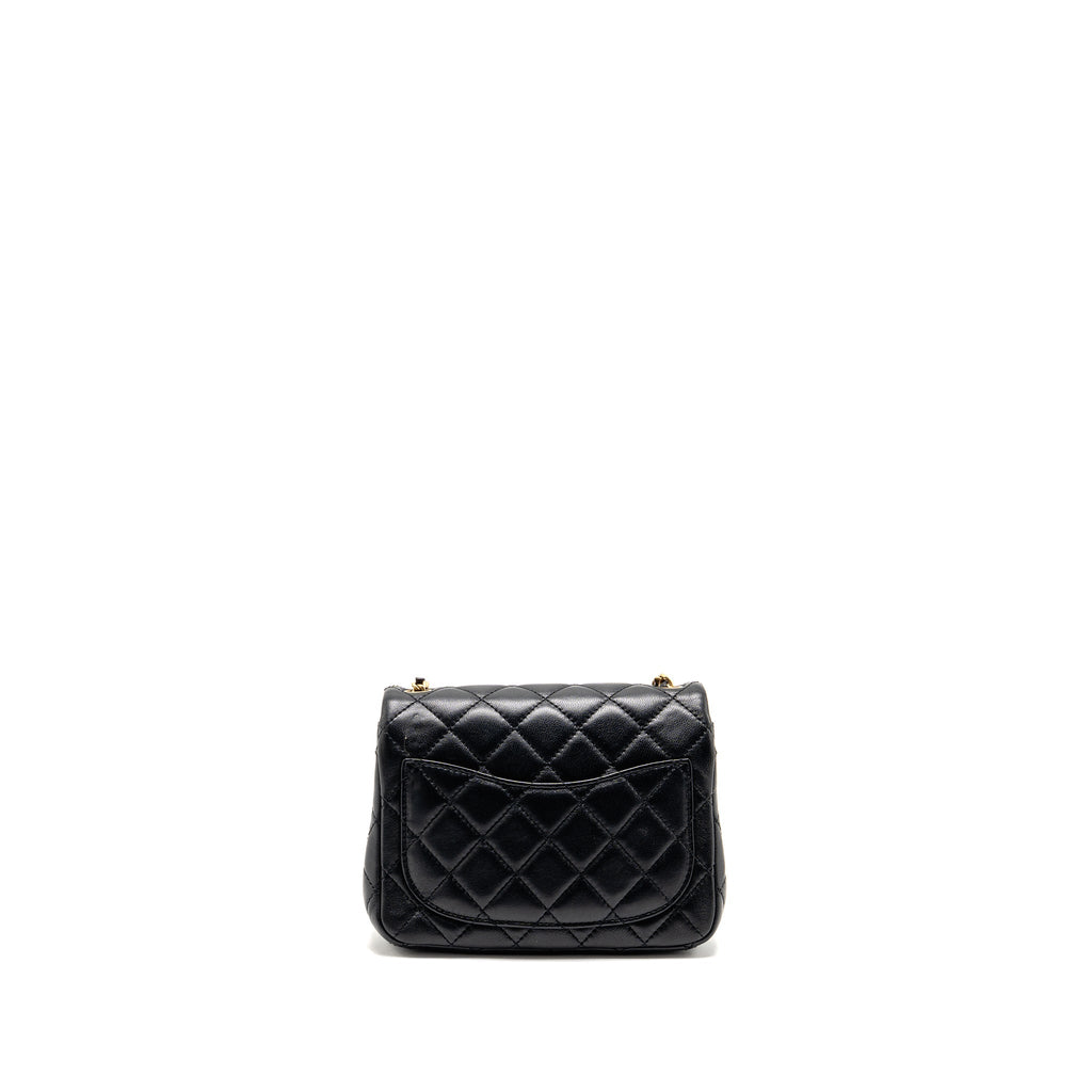 CHANEL PEARL CRUSH MINI SQUARE FLAP BAG LAMBSKIN BLACK GHW (MICROCHIP)