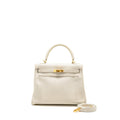 HERMES KELLY 25 EVERCOLOR BLANC GHW