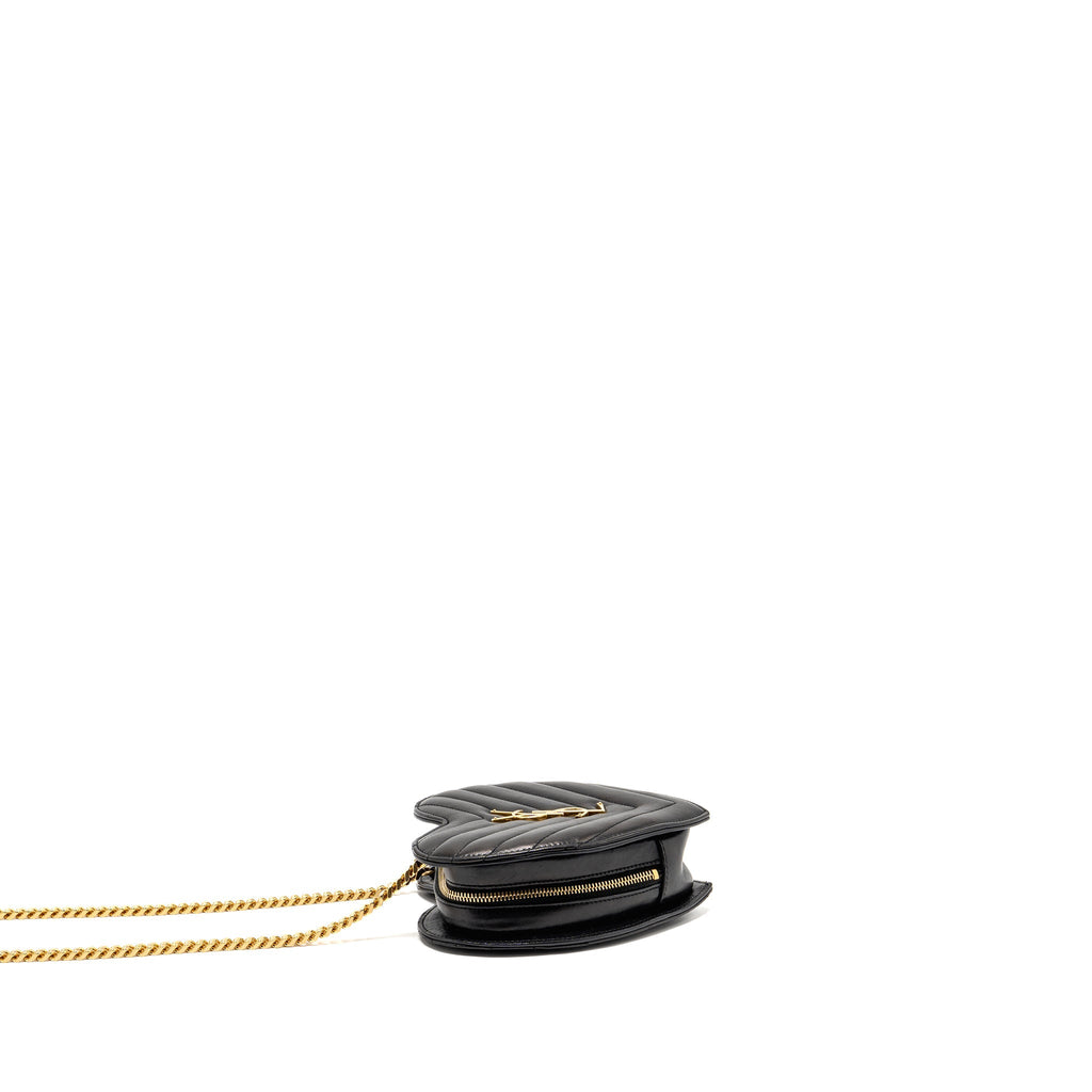SAINT LAURENT/YSL LOVE HEART CHAIN BAG LAMBSKIN BLACK GHW