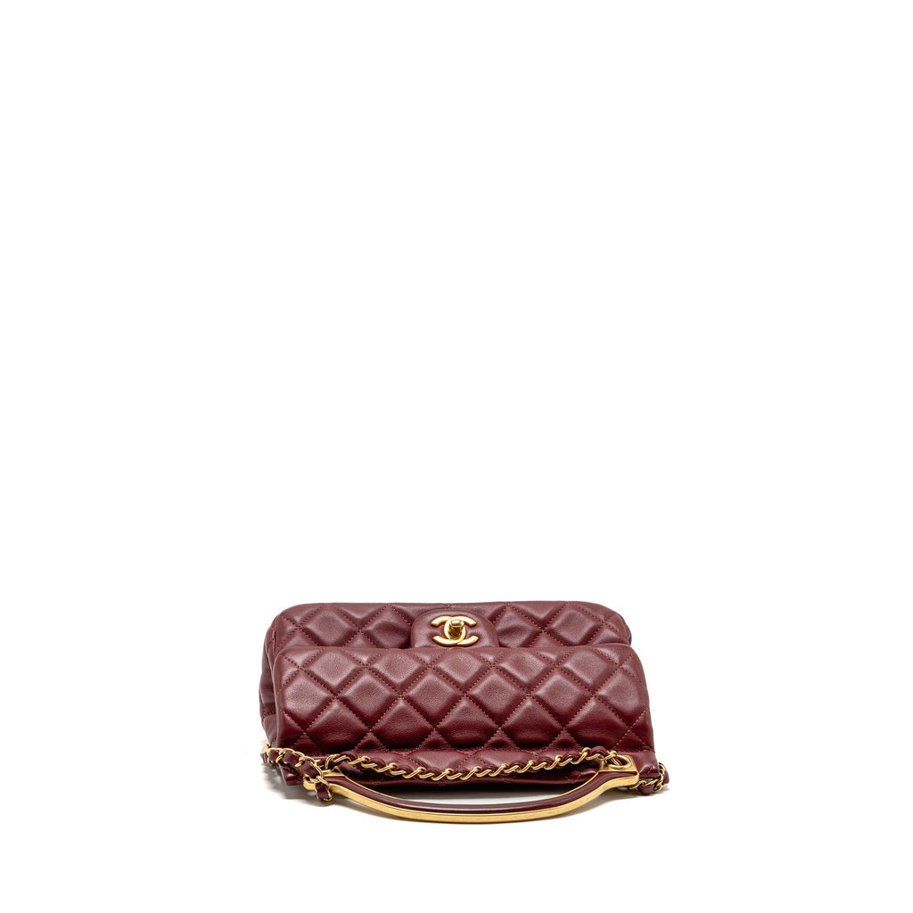 CHANEL HANGER FLAP BAG LAMBSKIN DARK RED GHW (MICROCHIP)