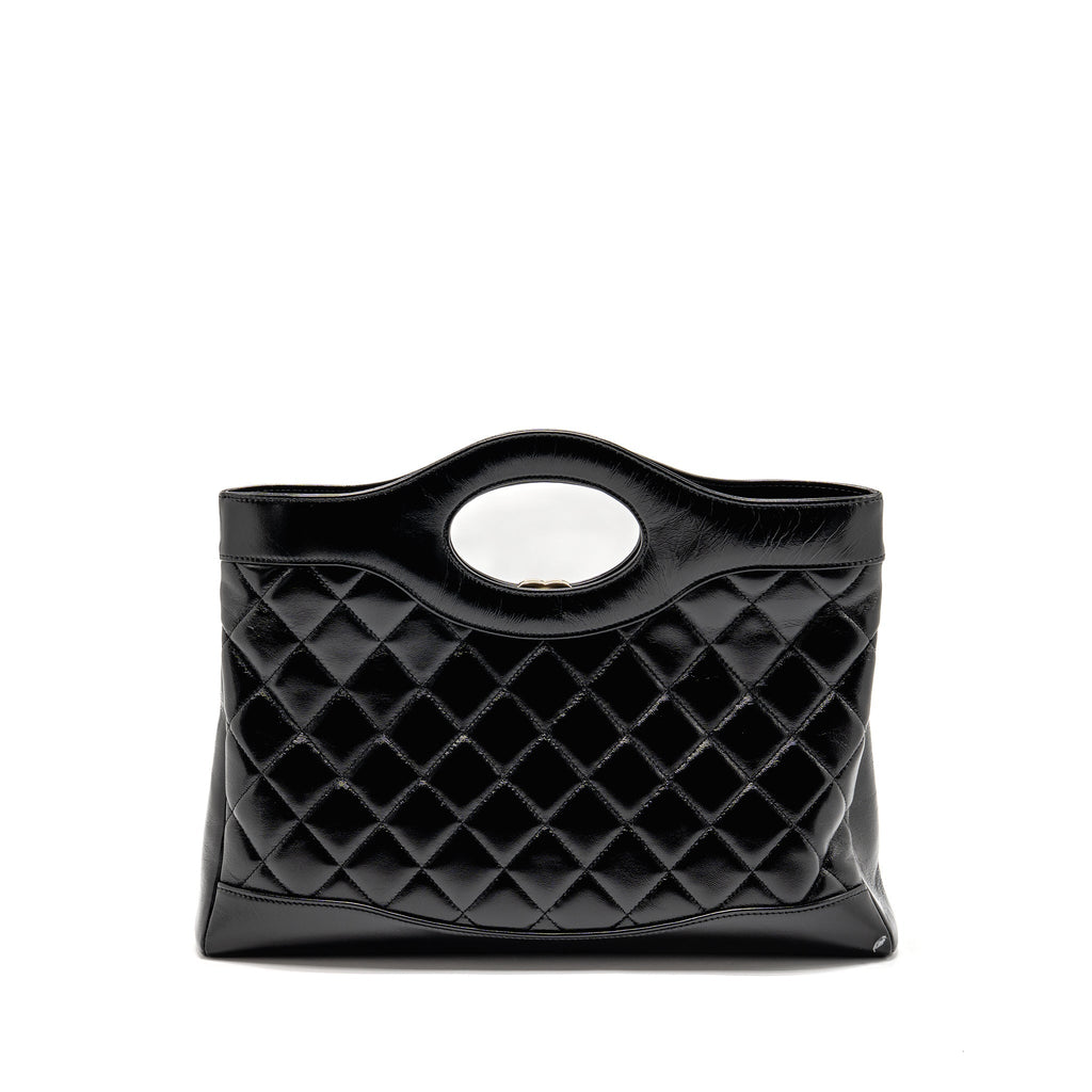 CHANEL MEDIUM 31 BAG SHINY LAMBSKIN BLACK LGHW (MICROCHIP)