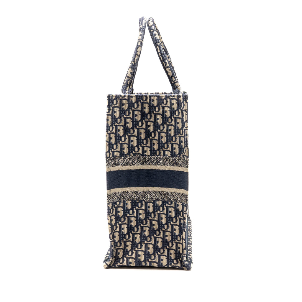 DIOR LARGE BOOK TOTE BLUE DIOR OBLIQUE EMBROIDERY