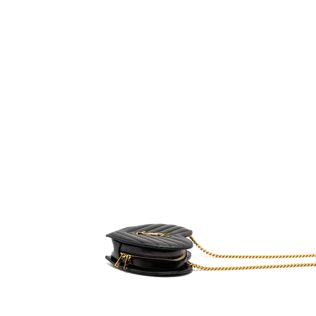 SAINT LAURENT/YSL LOVE HEART CHAIN BAG LAMBSKIN BLACK GHW