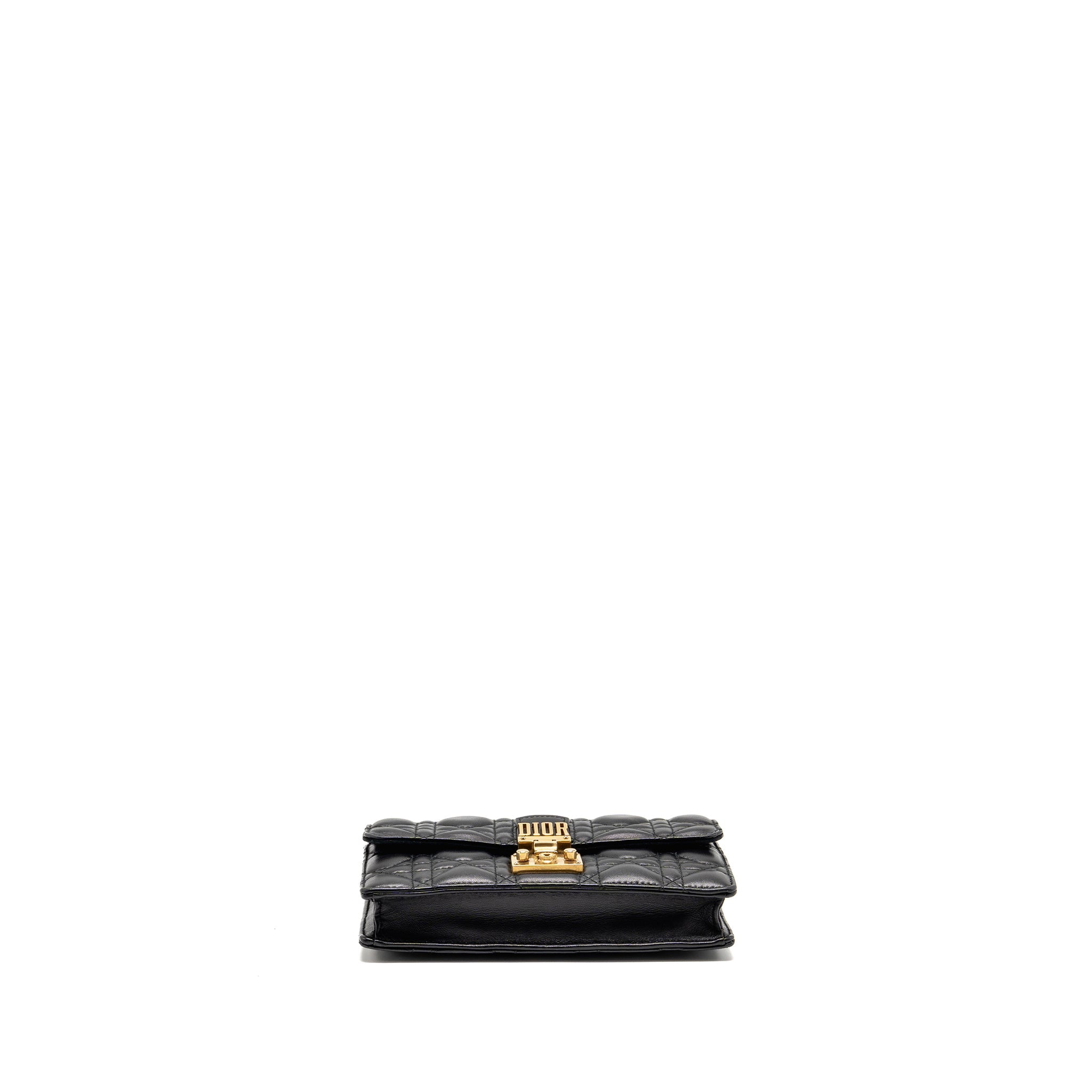 DIOR DIORADDICT WALLET ON CHAIN CANNAGE LEATHER BLACK GHW