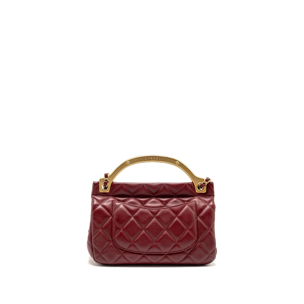 CHANEL HANGER FLAP BAG LAMBSKIN DARK RED GHW (MICROCHIP)