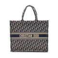 DIOR LARGE BOOK TOTE BLUE DIOR OBLIQUE EMBROIDERY
