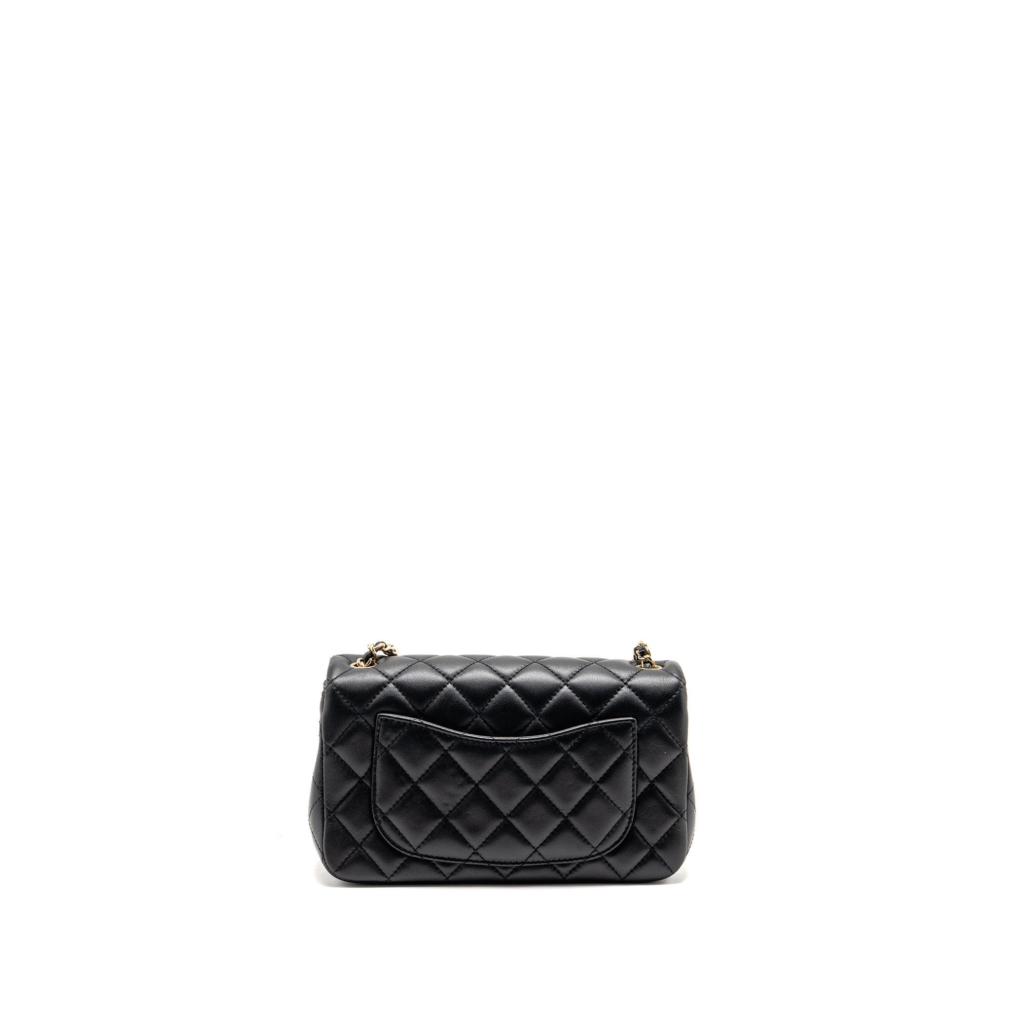 CHANEL PEARL CRUSH MINI RECTANGULAR LAMBSKIN BLACK LGHW (MICROCHIP)