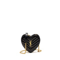 SAINT LAURENT/YSL LOVE HEART CHAIN BAG LAMBSKIN BLACK GHW