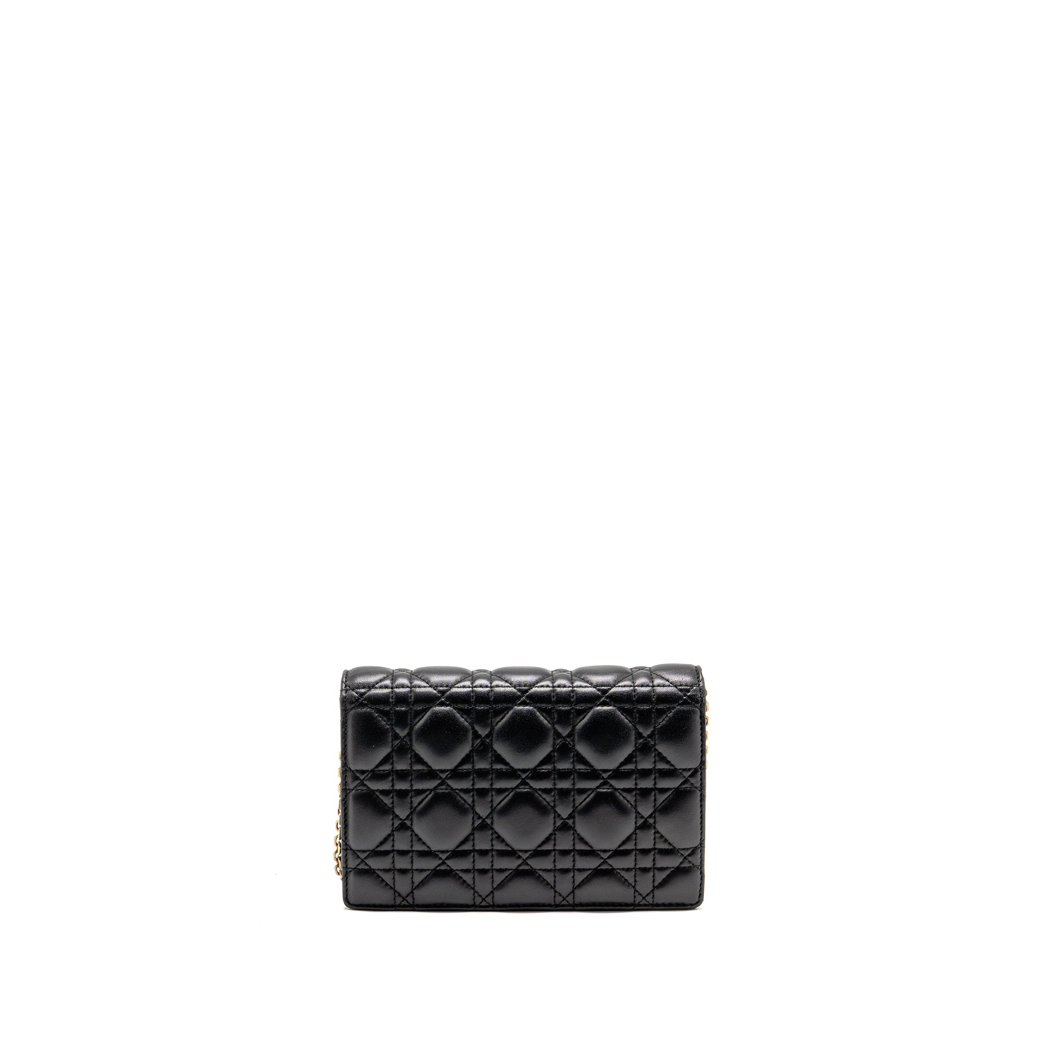 DIOR DIORADDICT WALLET ON CHAIN CANNAGE LEATHER BLACK GHW