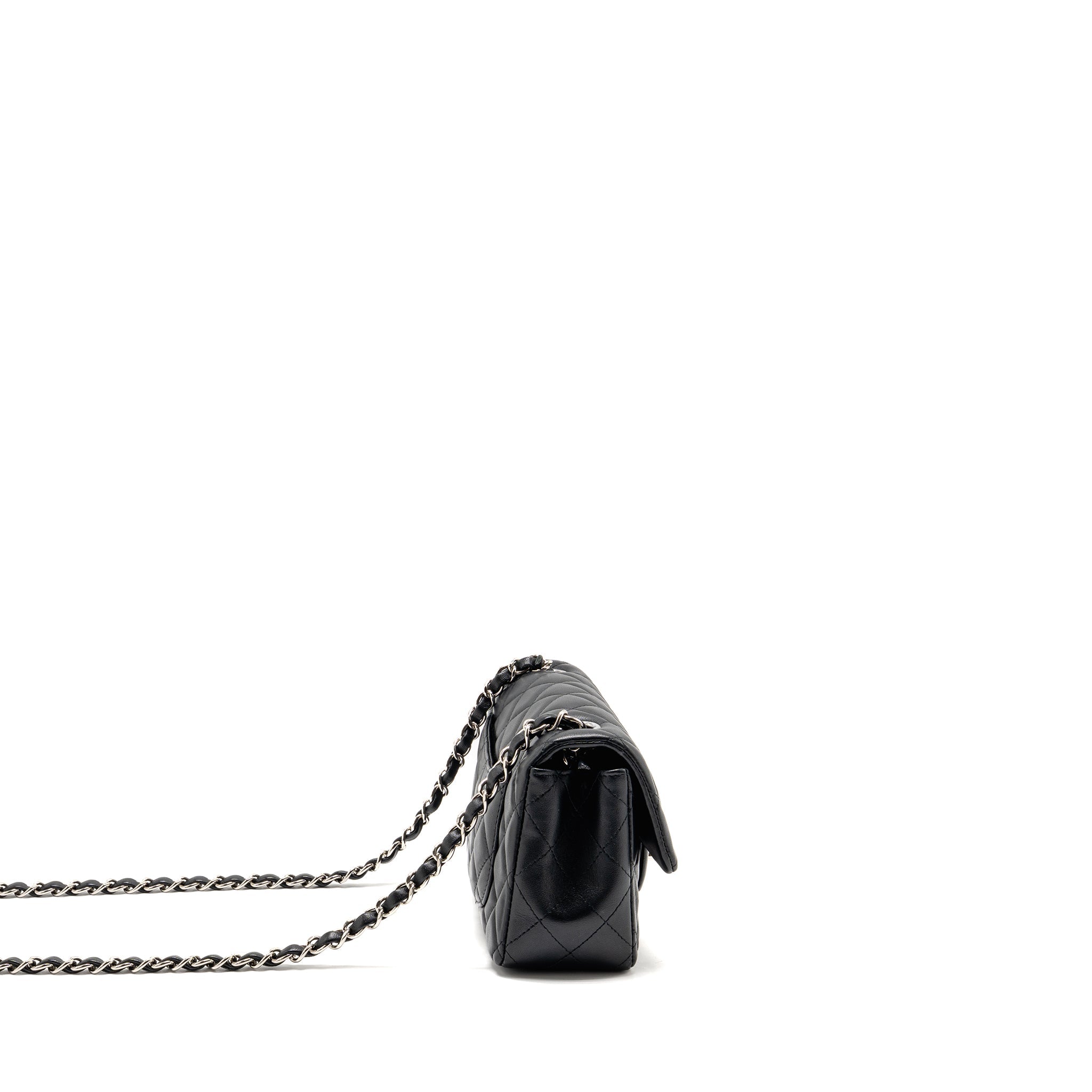 CHANEL MINI RECTANGULAR FLAP BAG LAMBSKIN BLACK SHW