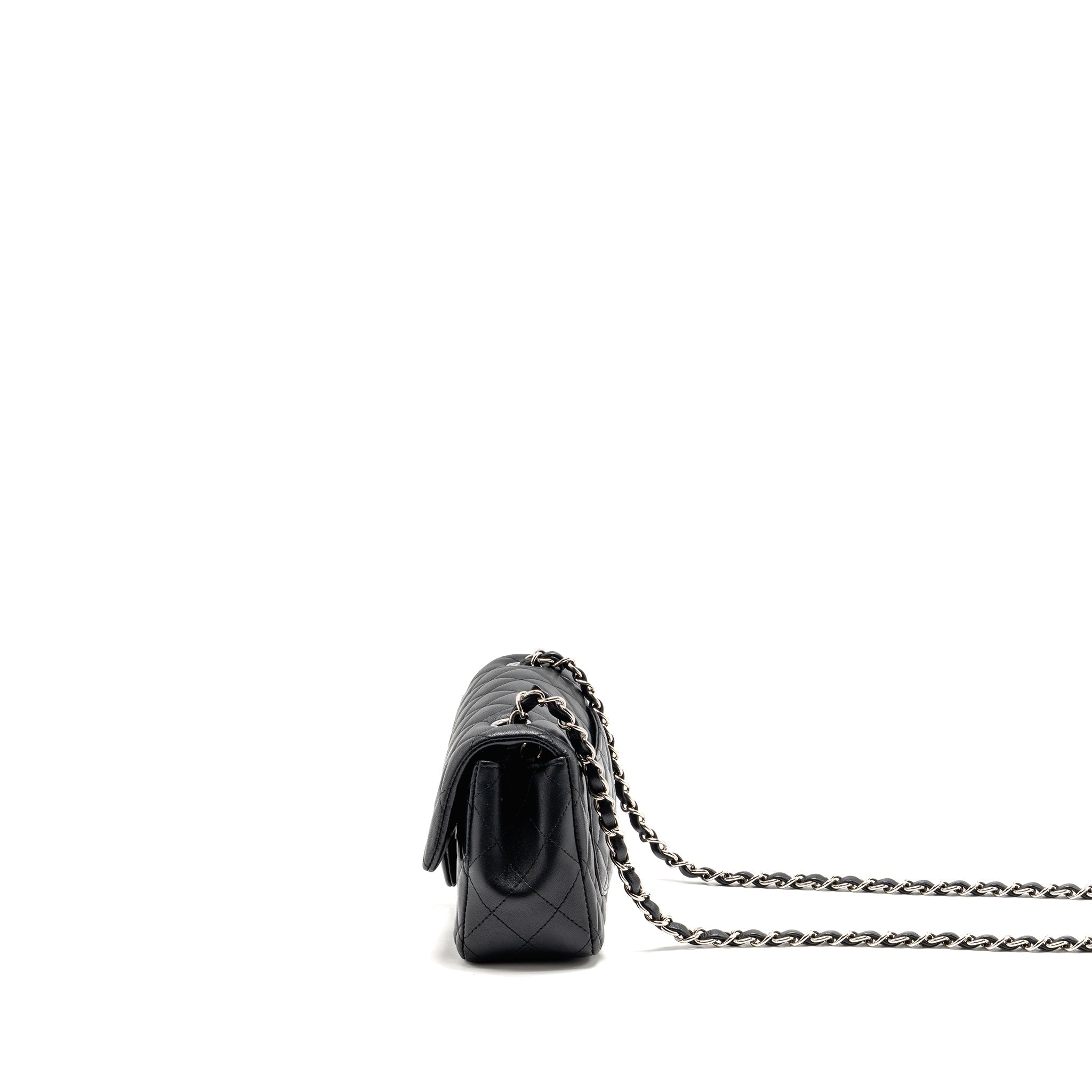 CHANEL MINI RECTANGULAR FLAP BAG LAMBSKIN BLACK SHW