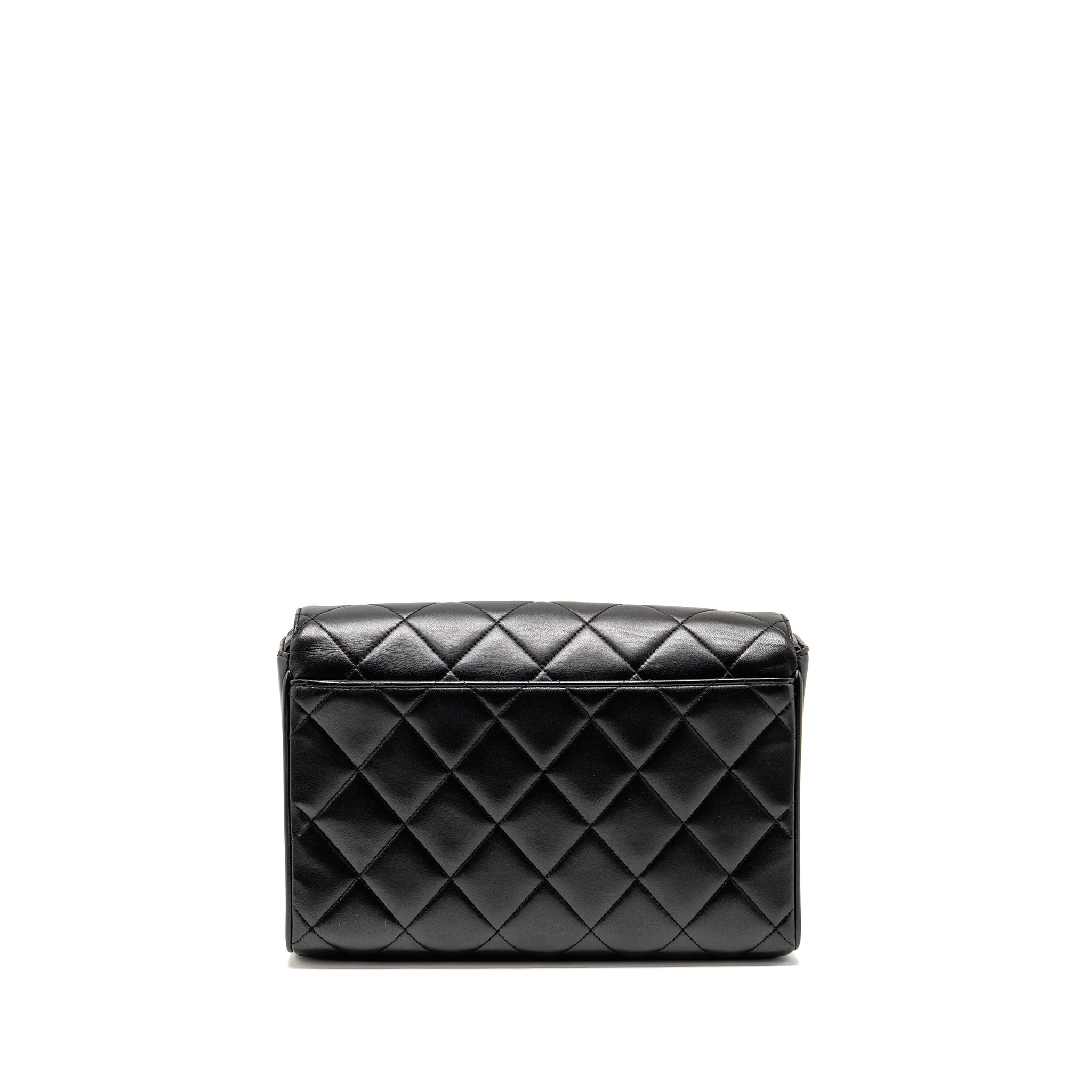 CHANEL VINTAGE QUILTED CC FLAP BAG LAMBSKIN BLACK GHW