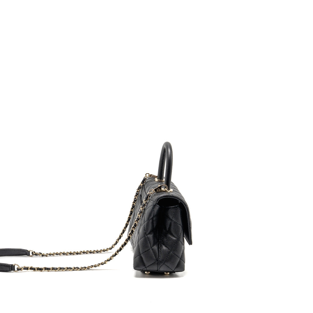 CHANEL SMALL COCO HANDLE CAVIAR BLACK LGHW (MICROCHIP)