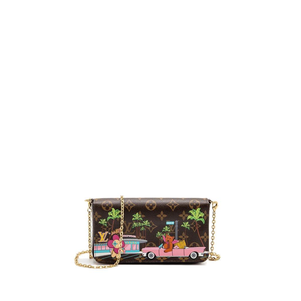 LOUIS VUITTON POCHETTE FELICIE LIMITED EDITION VIVIENNE MASCOT ON HOLLYWOOD DRIVE MONOGRAM CANVAS GHW