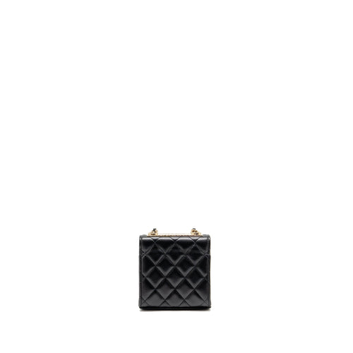 CHANEL MINI TRENDY CC CLUTCH WITH CHAIN LAMBSKIN BLACK LGHW