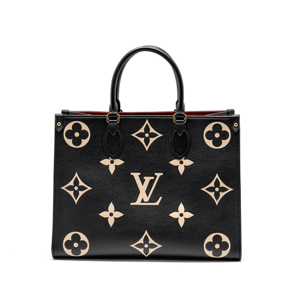 LOUIS VUITTON ONTHEGO MM MONOGRAM EMPREINTE LEATHER BLACK/BEIGE GHW