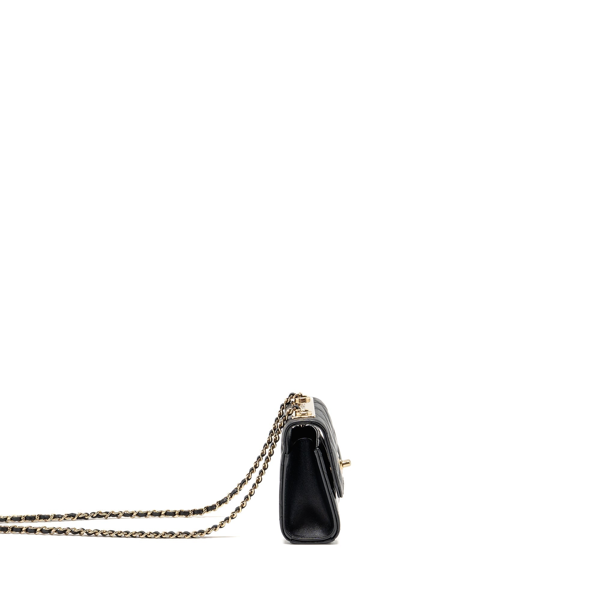 CHANEL MINI TRENDY CC CLUTCH WITH CHAIN LAMBSKIN BLACK LGHW