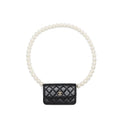 CHANEL CARD HOLDER WITH MAXI PEARLS CHAIN LAMBSKIN BLACK LGHW