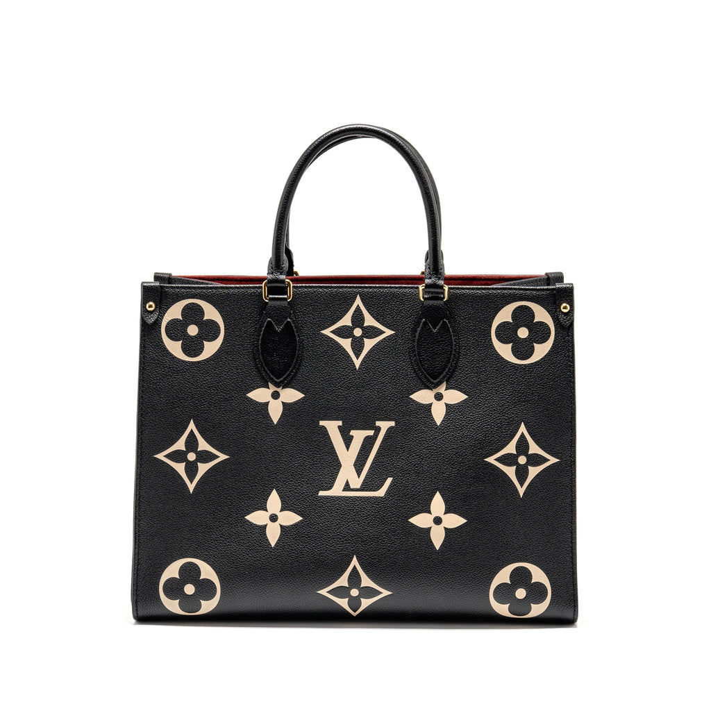 LOUIS VUITTON ONTHEGO MM MONOGRAM EMPREINTE LEATHER BLACK/BEIGE GHW