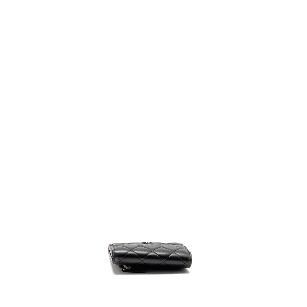 CHANEL SMALL CLASSIC FLAP WALLET LAMBSKIN BLACK SHW