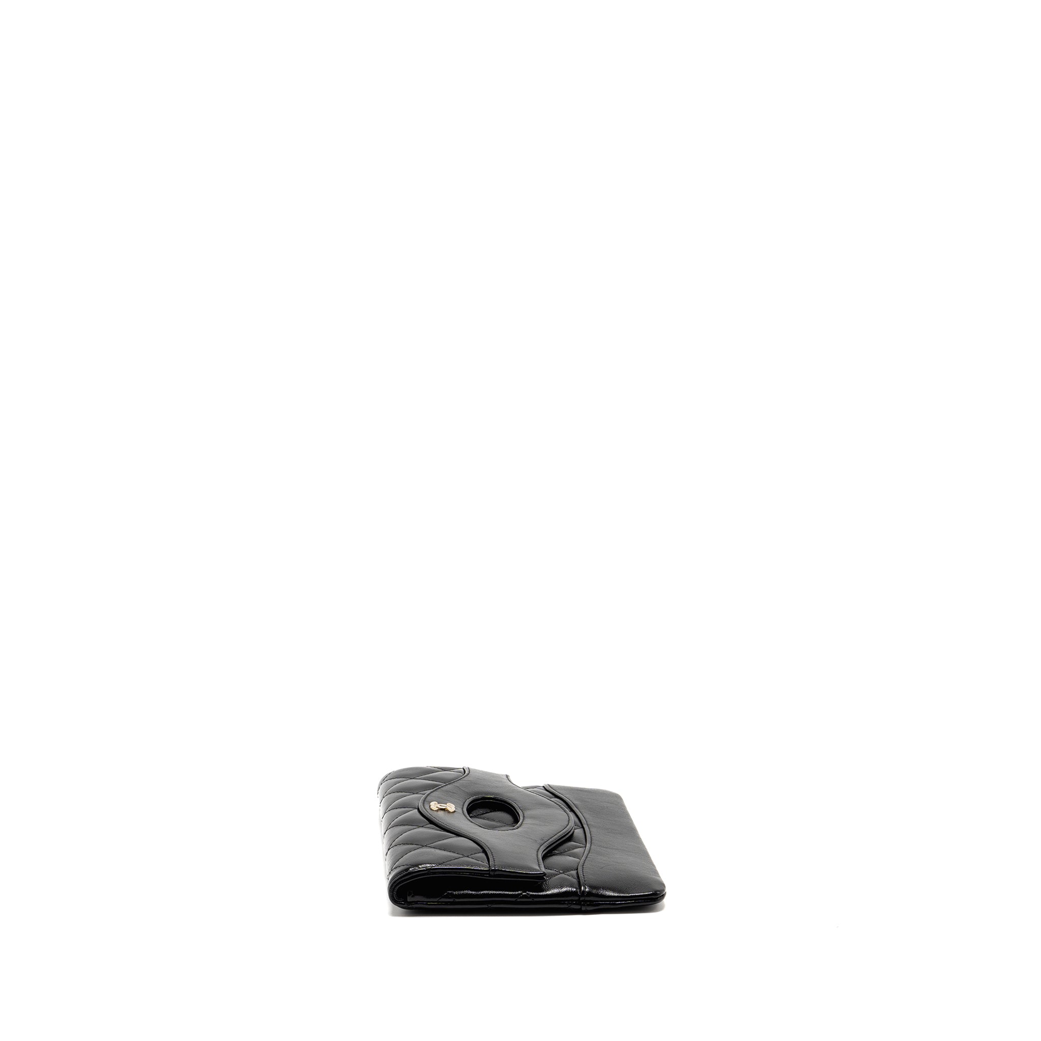 CHANEL 24S MINI 31 CLUTCH BAG SHINY LAMBSKIN BLACK LGHW (MICROCHIP)