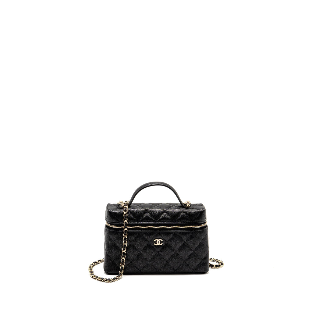 CHANEL 25P CC TOP HANDLE VANITY BAG CAVIAR BLACK LGHW(MICROCHIP)