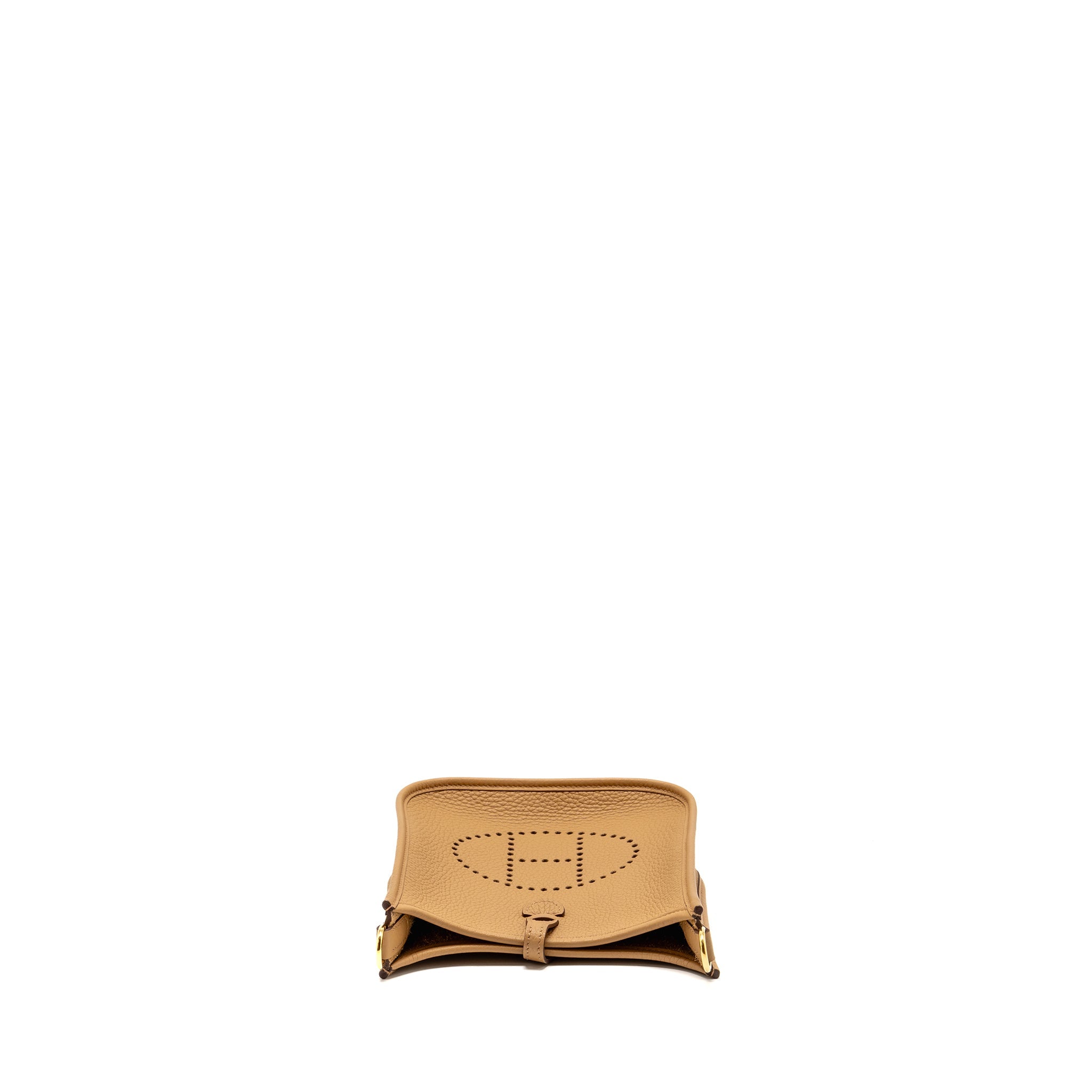 HERMES MINI EVELYNE CLEMENCE BISCUIT / CAMEL GHW