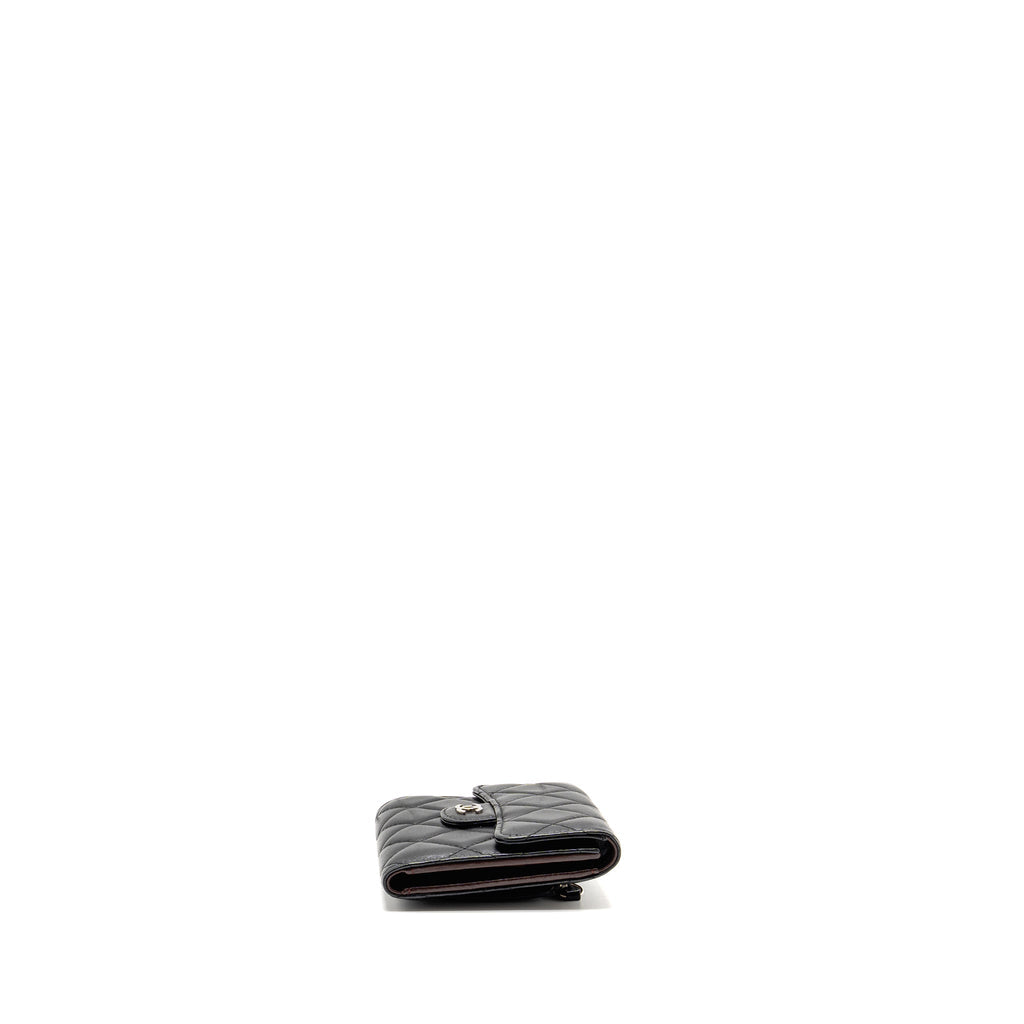 CHANEL SMALL CLASSIC FLAP WALLET LAMBSKIN BLACK SHW