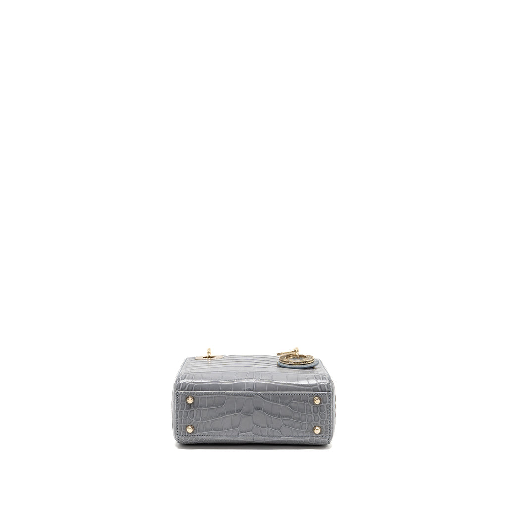 DIOR MINI LADY DIOR ALLIGATOR MISSISSIPPIENSIS GREY LGHW