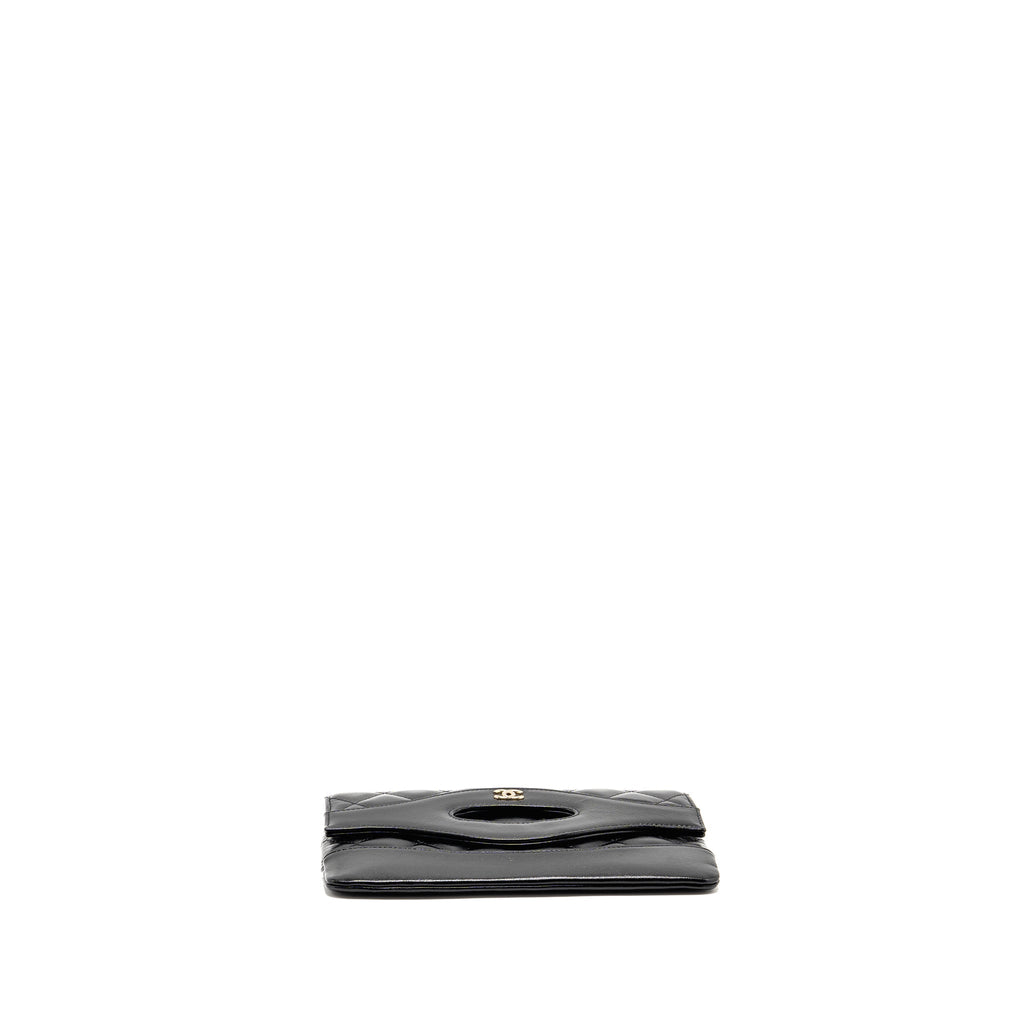 CHANEL 24S MINI 31 CLUTCH BAG SHINY LAMBSKIN BLACK LGHW (MICROCHIP)