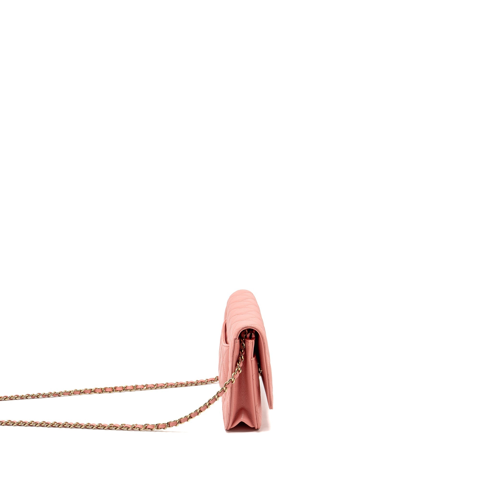 CHANEL CLASSIC WALLET ON CHAIN CAVIAR PINK LGHW (MICROCHIP)