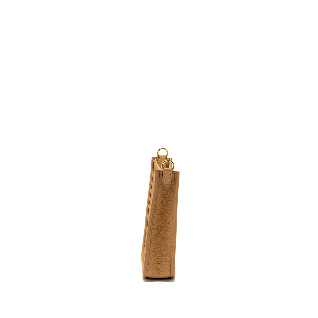 HERMES MINI EVELYNE CLEMENCE BISCUIT / CAMEL GHW
