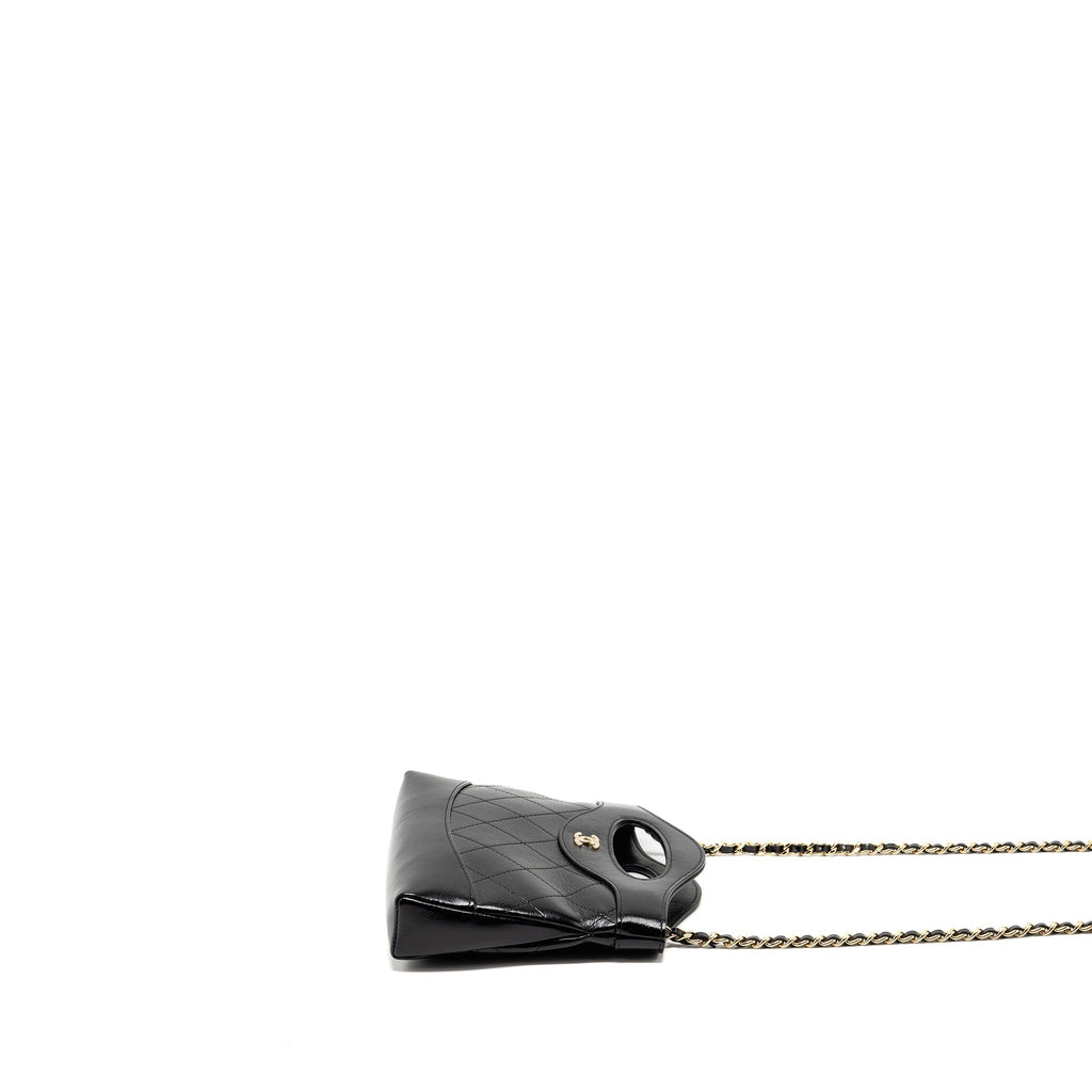 CHANEL 24C MINI 31 CLUTCH WITH CHAIN SHINY CALFSKIN BLACK LGHW (MICROCHIP)