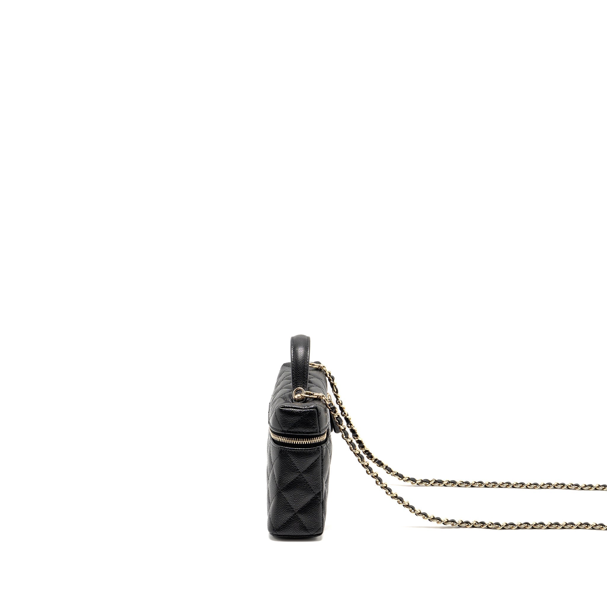 CHANEL 25P CC TOP HANDLE VANITY BAG CAVIAR BLACK LGHW(MICROCHIP)