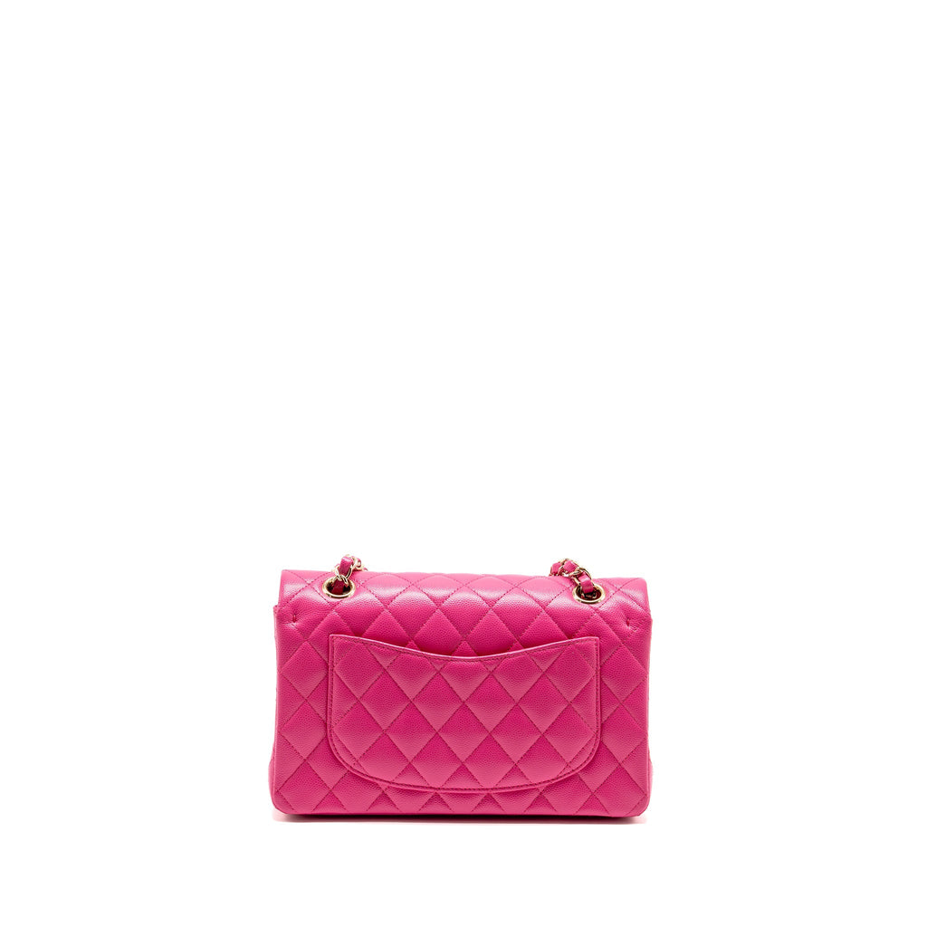 CHANEL SMALL CLASSIC DOUBLE FLAP BAG CAVIAR PINK LGHW (MICROCHIP)