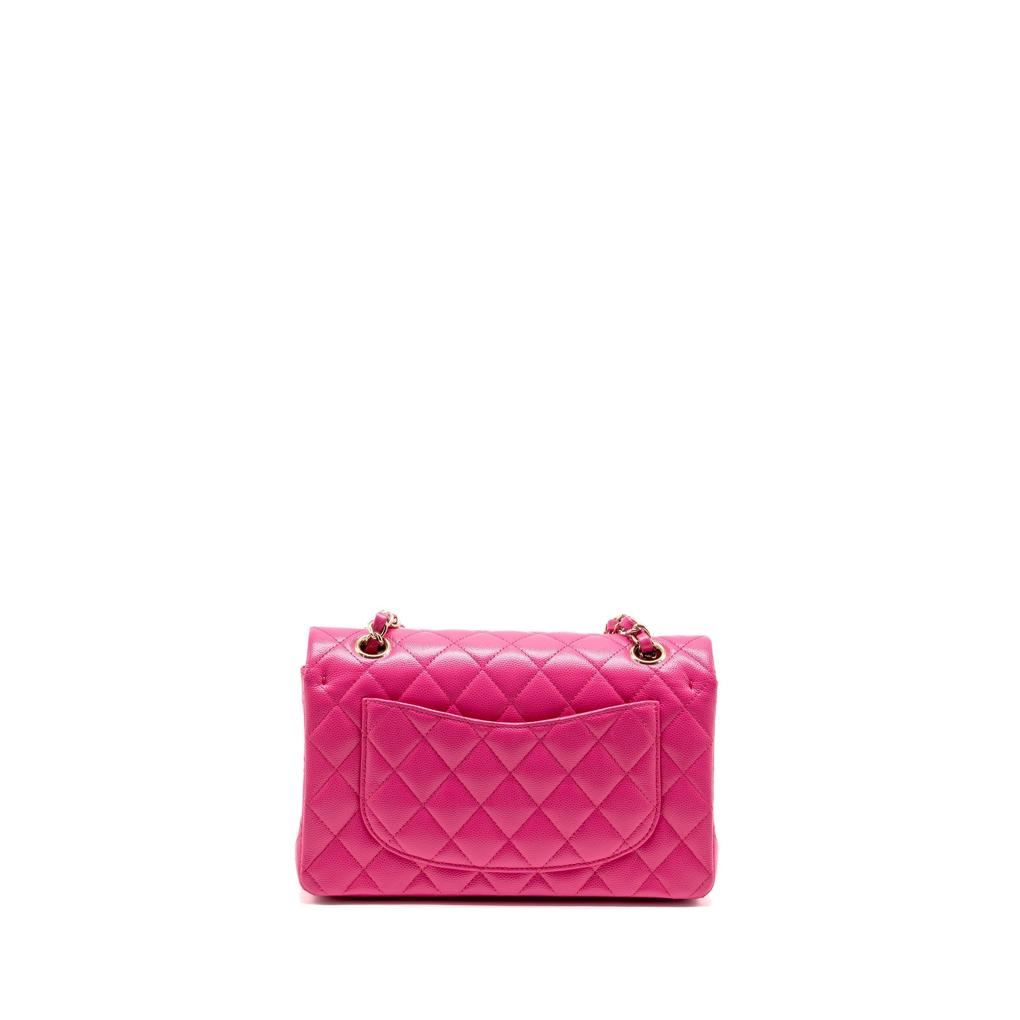 CHANEL SMALL CLASSIC DOUBLE FLAP BAG CAVIAR PINK LGHW (MICROCHIP)