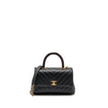 CHANEL SMALL COCO HANDLE WITH LIZARD EMBOSSED HANDLE CHEVRON CAVIAR BLACK GHW