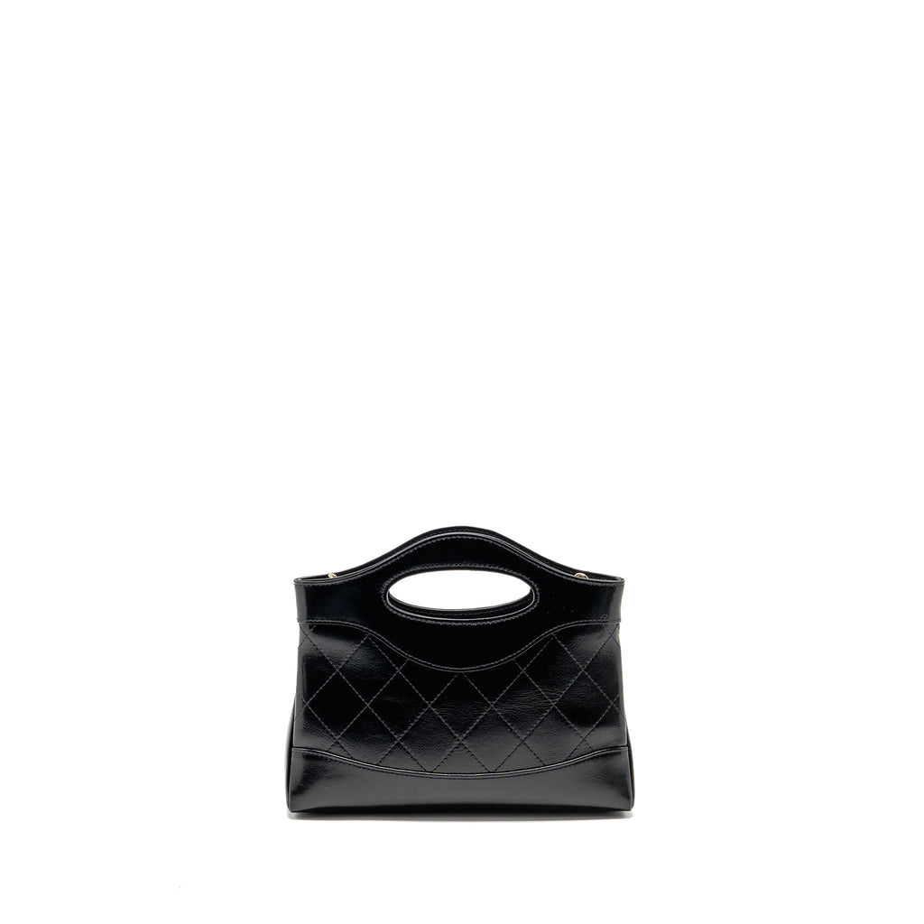 CHANEL 24C MINI 31 CLUTCH WITH CHAIN SHINY CALFSKIN BLACK LGHW (MICROCHIP)