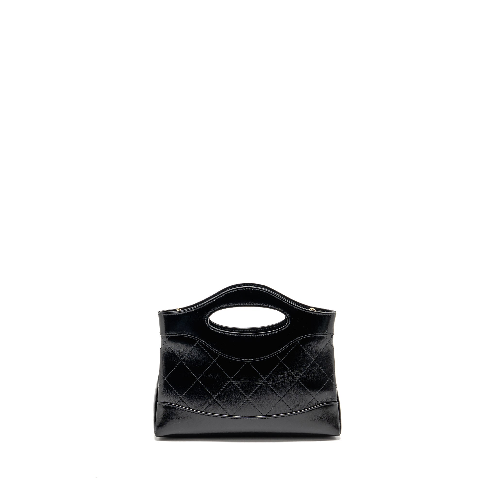 CHANEL 24C MINI 31 CLUTCH WITH CHAIN SHINY CALFSKIN BLACK LGHW (MICROCHIP)