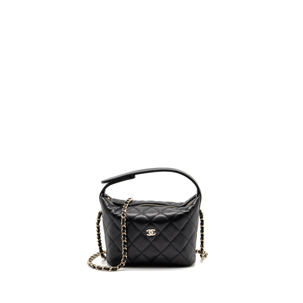 CHANEL 25C QUILTED HOBO BAG CAVIAR BLACK LGHW (MICROCHIP)