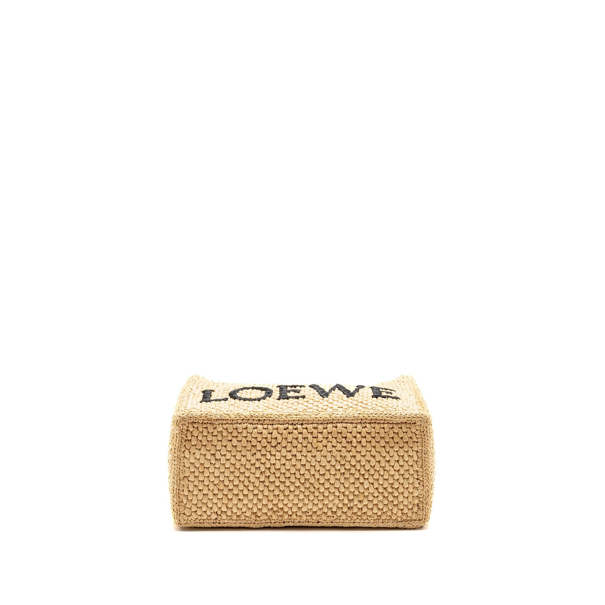 LOEWE SMALL FONT TOTE BAG RAFFIA/CALFSKIN NATURAL GHW