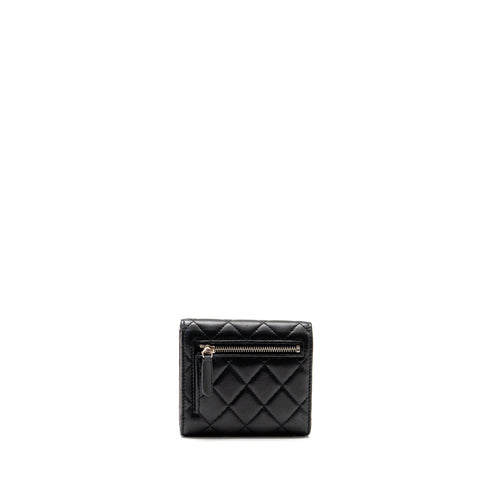 CHANEL SMALL CLASSIC FLAP WALLET LAMBSKIN BLACK SHW
