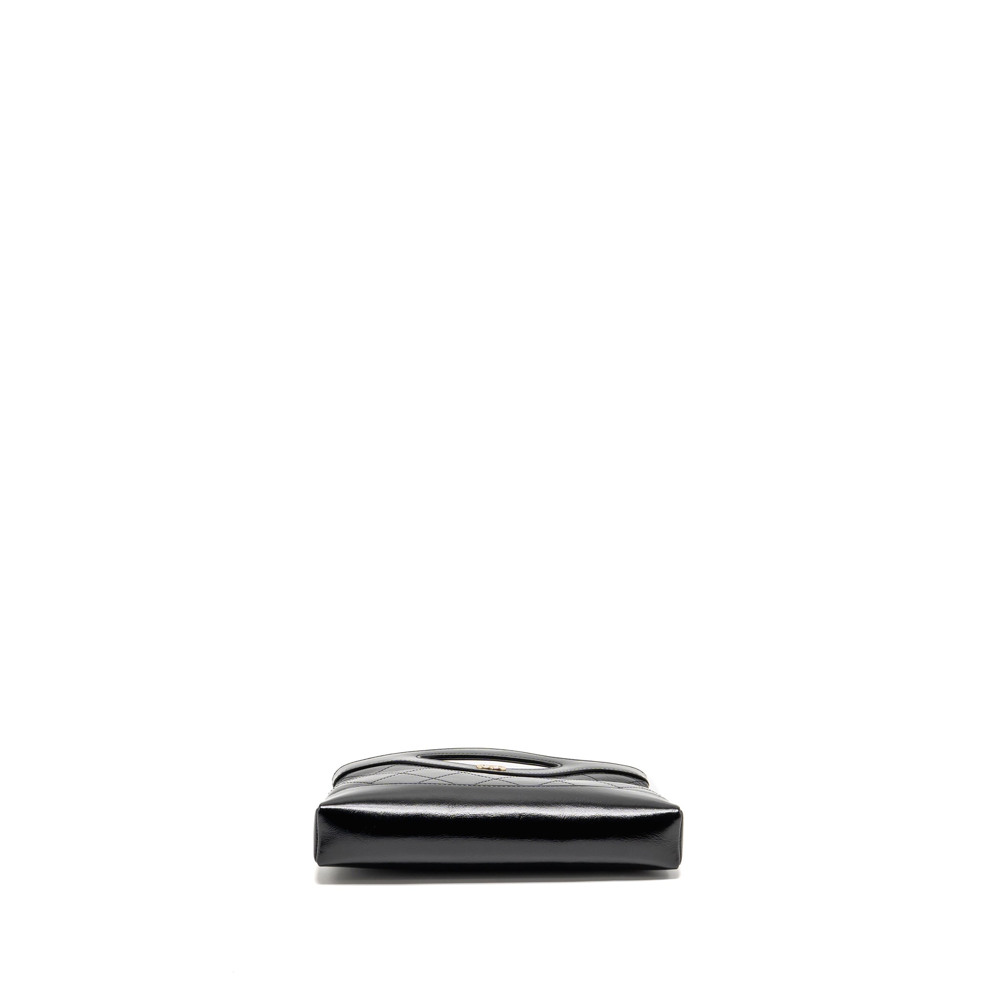 CHANEL 24C MINI 31 CLUTCH WITH CHAIN SHINY CALFSKIN BLACK LGHW (MICROCHIP)