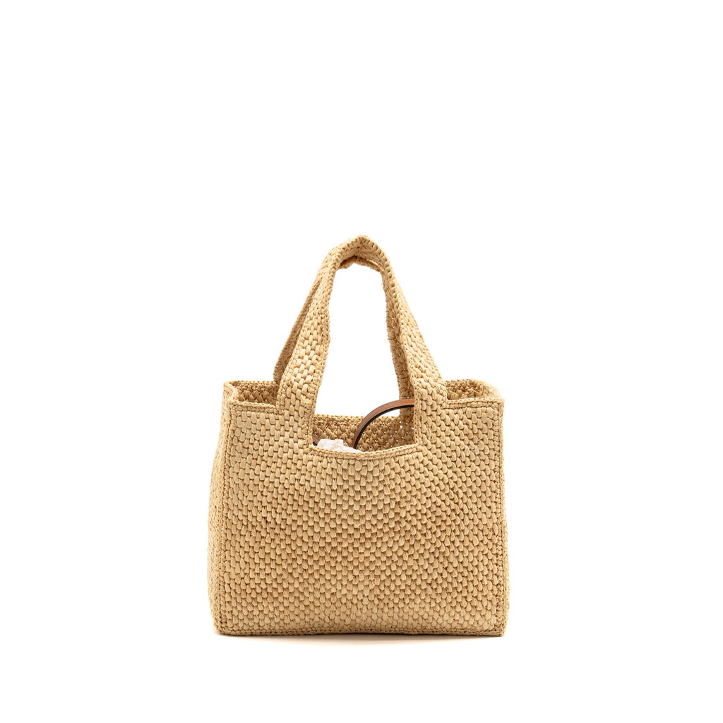 LOEWE SMALL FONT TOTE BAG RAFFIA/CALFSKIN NATURAL GHW