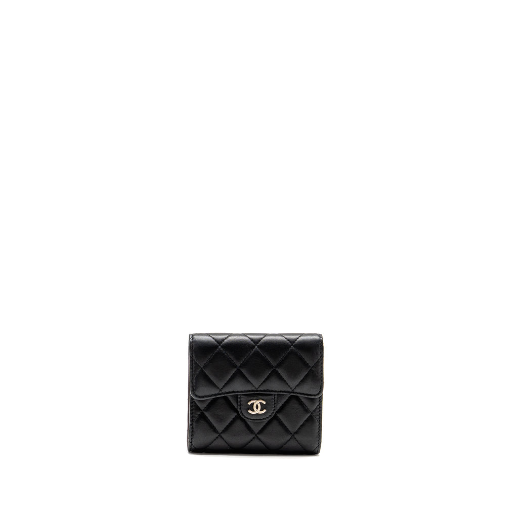 CHANEL SMALL CLASSIC FLAP WALLET LAMBSKIN BLACK SHW