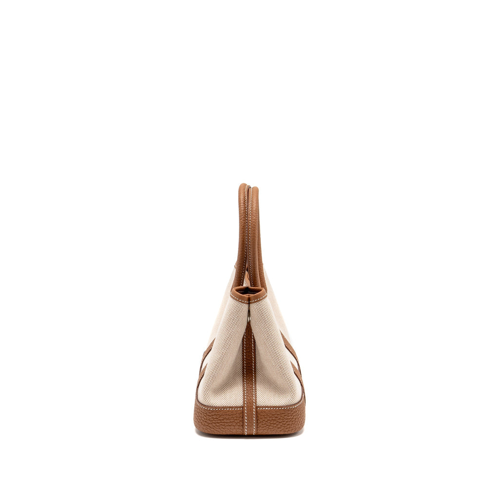 HERMES NEO GARDEN PARTY 23 CANVAS/NEGONDA ECRU-BEIGE/GOLD SHW
